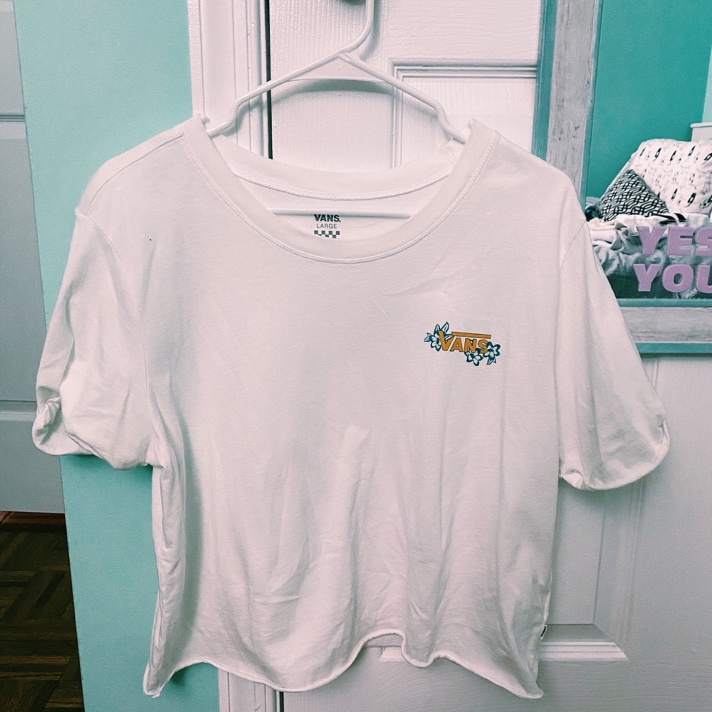 Vans white floral crop top
